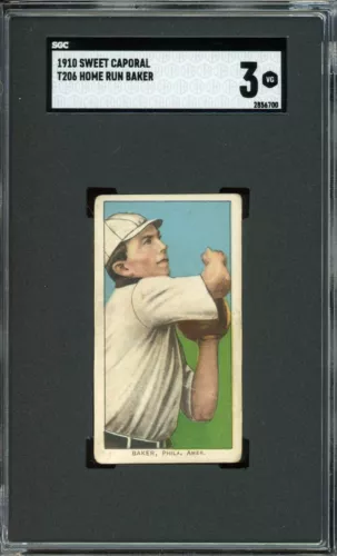 1909-1911 T206 Frank Home Run Baker Philadelphia A's HOF Sweet Caporal 350 SGC 3