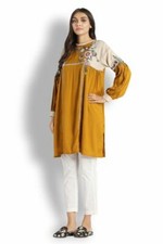 NWT SANA SAFINAZ Embroidered Linen Kurti M Pakistani Designer