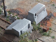 H0 1:87 Prellbock Holz ( Bahnschwellen ) und Beton je 2 Stück  Juweela Eisenbahn