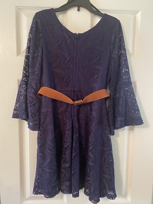 By and By Girls Dress Navy Lace W/ Brown Flower Belt Size 14 1/2 | eBay By and By Girls Dress Navy Lace W/ Brown Flower Belt Size 14 1/2 | eBay