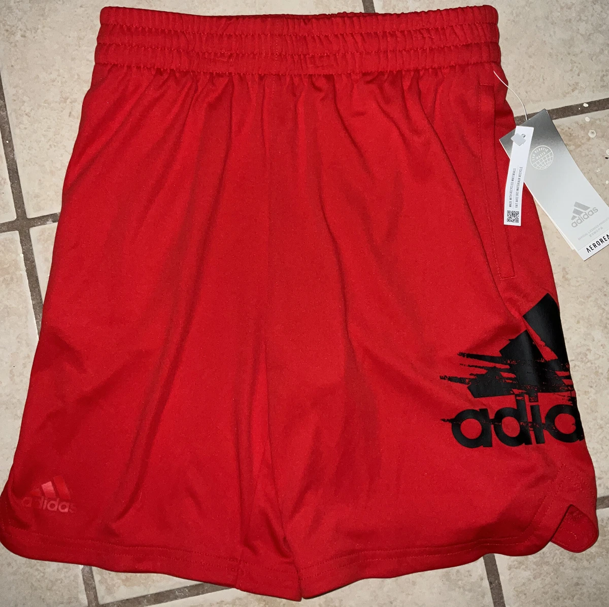 Adidas shorts end plastic waste boys color vivid red. 624 size M 10 12