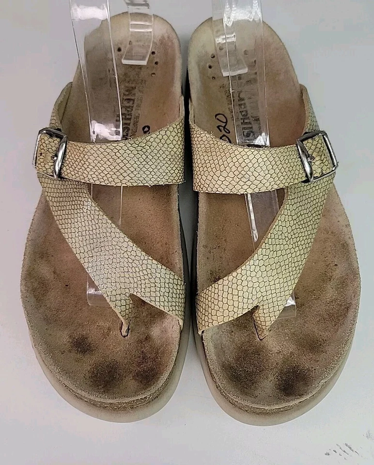 Sandalias Mephisto Helen Talla 37 Crema Piel de Serpiente Cuero Corcho Plantilla Suela de Goma  Foto 4 de 4