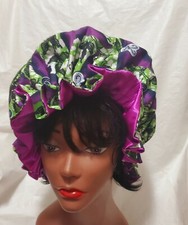 XL Plain Pattern African Prints Satin Bonnet Hat