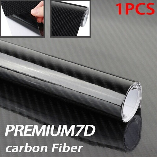 Black 7D Carbon Fibre Vinyl Wrap Sheet Film Sticker Car Wrap Air Bubble Free UK - Picture 9 of 13