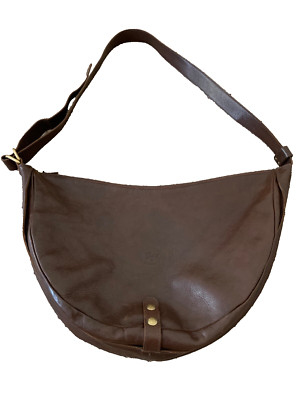 IL BISONTE Large Dark Brown Crescent Shoulder Bag in Excellent Condition