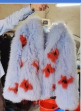 Blue New Winter Fox Fur Jacket Size S-m