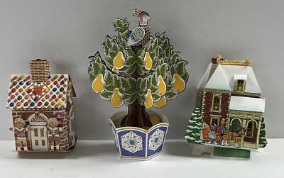 Vtg Lot of 3 Graphics Inc Pop-Up Christmas Cards Pear Tree Gingerbread House