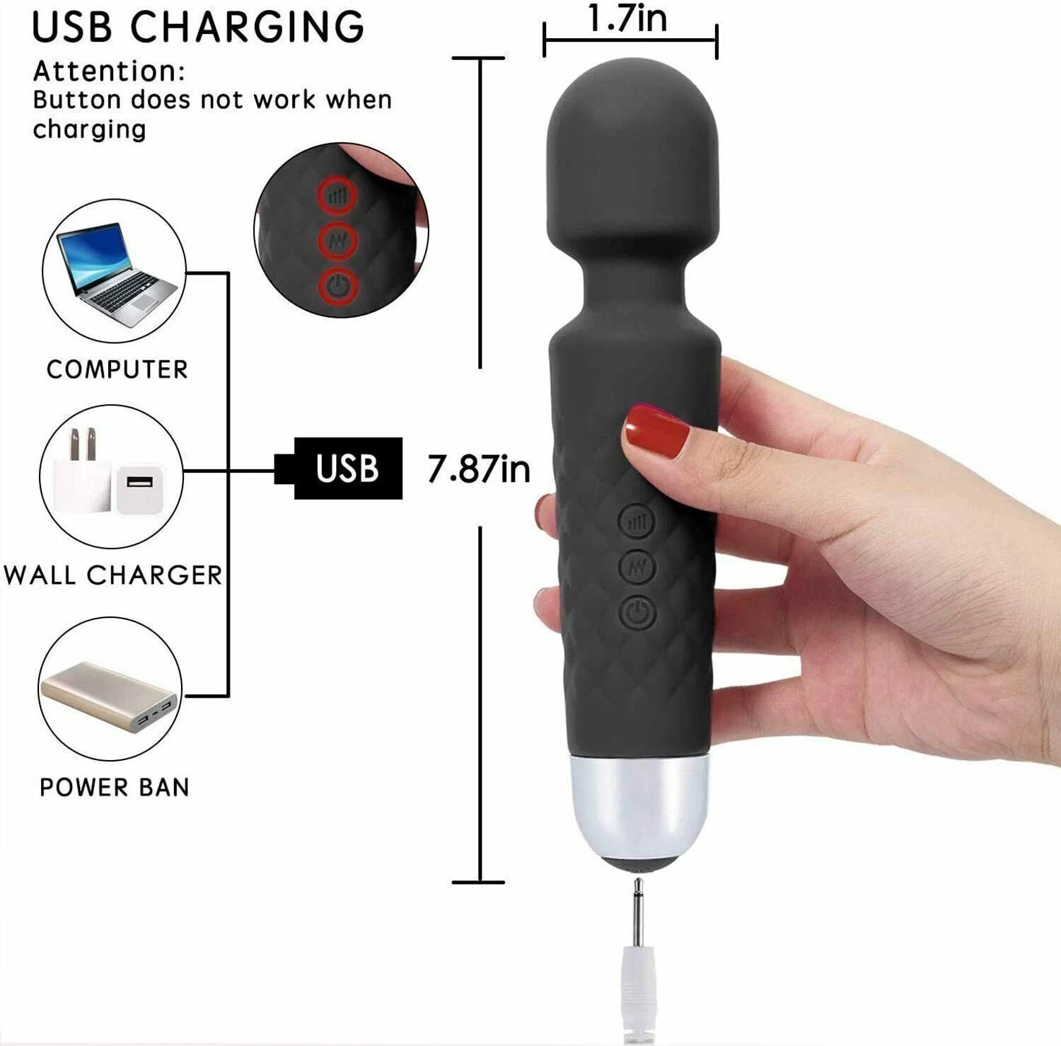 Handheld Massager 20 Speed Wand Vibrating Massage Magic Full Body Therapy Motor Handheld Massager 20 Speed Wand Vibrating Massage Magic Full Body Therapy Motor