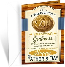 Prime Greetings Religious Son Father's Day Card, Made in America,