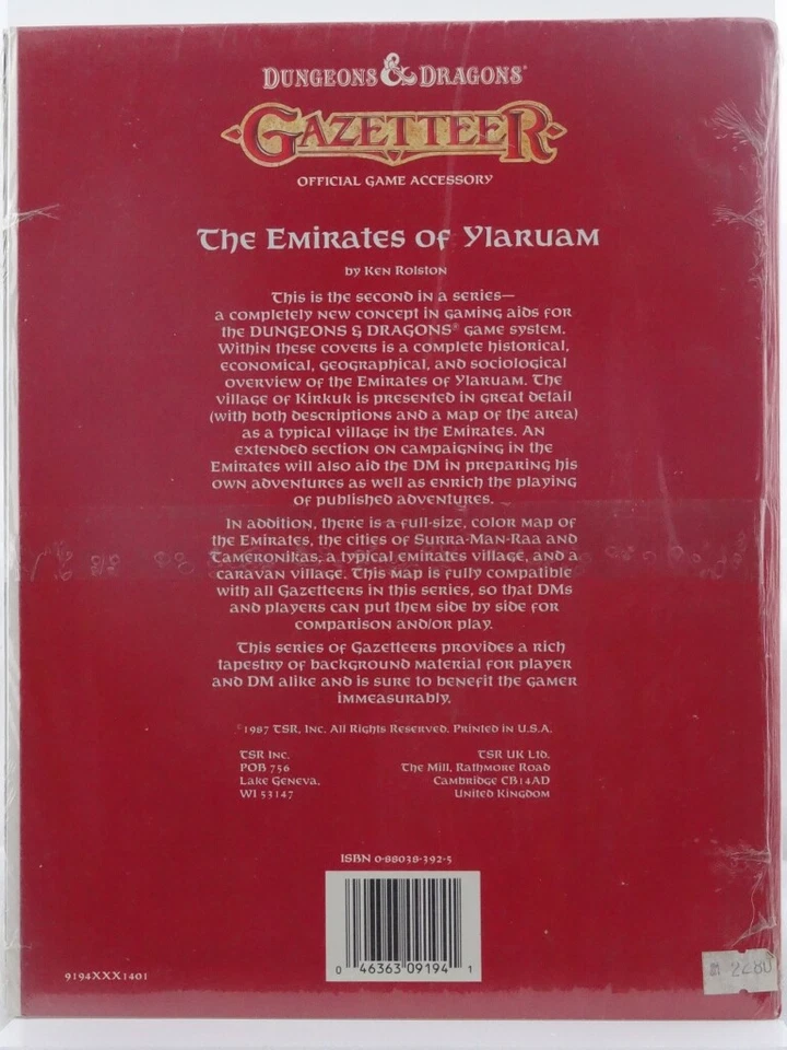 TSR 9194 GAZ 2 Gazetteer - The Emirates of Ylaruam "new shrink wraped" 504001005 - Bild 2 von 2