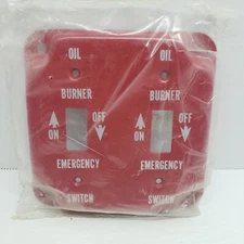 Mulberry 4" 2-Switch Square Oil Burner Cover Plate Red Metal #41009 455-R