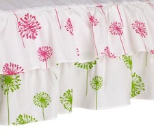 Crib Bed Skirt Dust Ruffle Baby Girl Floral Polka Dot Animal Pink Blue Purple