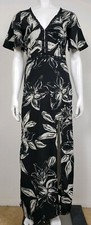 Amuse Society Womens Dress Size Small Short Sleeve Floral Black White Maxi Long