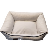 Dog Bed Dog Basket Dog Cushion Dog Sofa Lounge Area Faux Leather Size S White