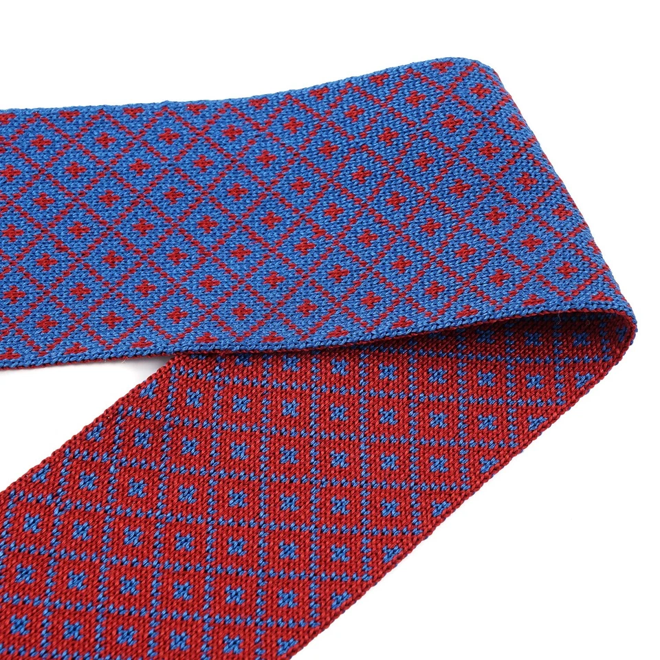 Corbata de seda tejida reversible de doble cara jacquard azul y rojo E.Marinella Foto 2 de 4