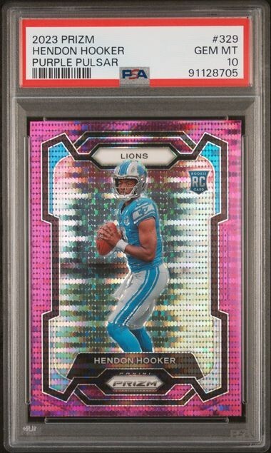 2023 PANINI PRIZM 329 HENDON HOOKER PURPLE PULSAR ROOKIE PSA 10 GEM MINT POP 8!