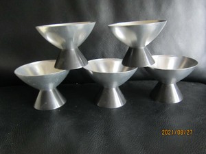 5 Eisbecher Metall Silberfarben/Schwarz Aus Der Ddr | Ebay