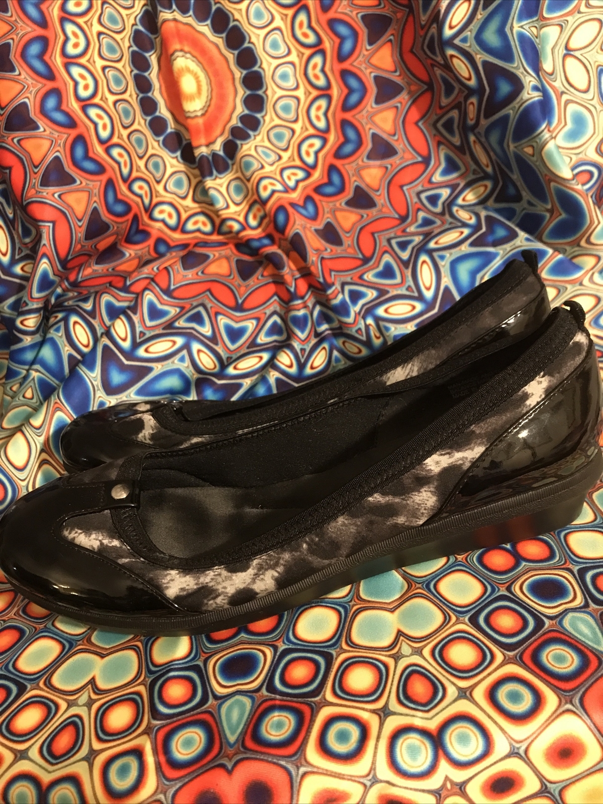 LAURA ASHLEY BLACK AND WHITE ANIMAL PRINT FLATS SHOES… Gem