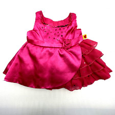 Build a Bear Dress Pink Sequin Tulle Rose Flower Fancy Gown Teddy Clothes Outfit