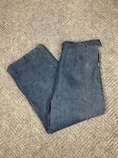 Vintage 1940s Half Selvedge Denim Side Zip Jeans Adult 34x25 Dark Wash Women's
