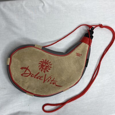 Dolce Vita Suede 1L Leather Bag Canteen Wine Flask Water Bottle Made In Spain
