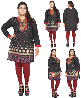 UK LAGER ÜBERGRÖSSE Krepp Seide Kurta Top Kurti Tunika Shirt Kleid EPLUS117C