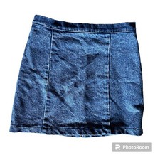Vtg Denim Mini Skirt Full Zip Size Medium