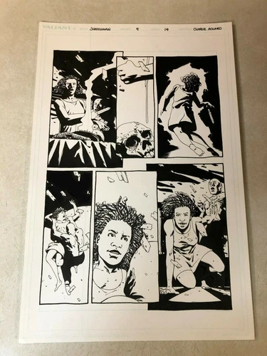 SHADOWMAN #8 original art Valiant CREEPY BLOOD SKULL VOODOO ritual NETTIE