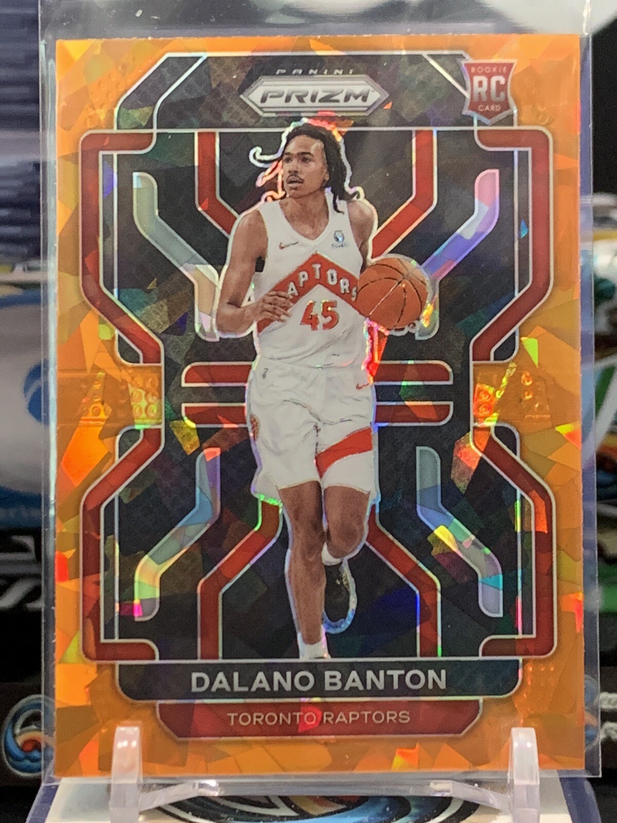 2021-22 Panini Prizm #328 Dalano Banton Orange Ice Toronto Raptors Rookie RC 8G