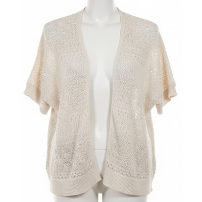 Lane Bryant Sweater Womens 18/20 Off White Open Knit Short Sleeve Cardigan SNAG