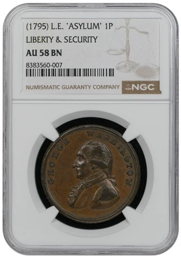1795 L.E. 'ASYLUM' 1P Liberty & Security NGC AU58 BN