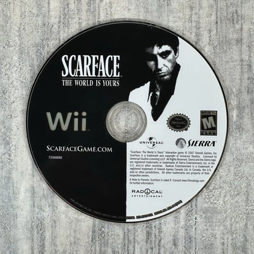 Scarface: The World is Yours (Nintendo Wii, 2007) Disc only Tested