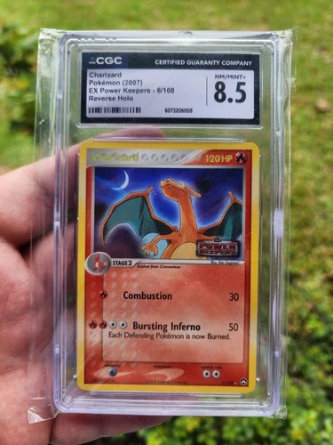 Stamped CGC 8.5 Charizard 2007 EX Power Keepers 6/108 Reverse Holo Pokemon Card