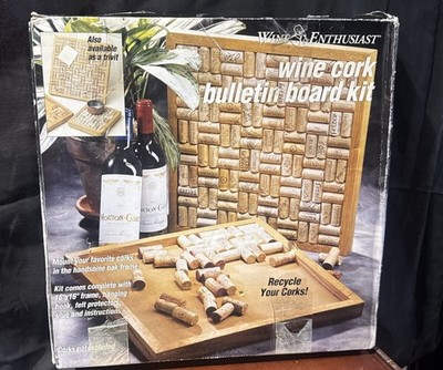 NEW Wine Enthusiast 16''X16'' Wine Cork Bulletin Wood Board Kit