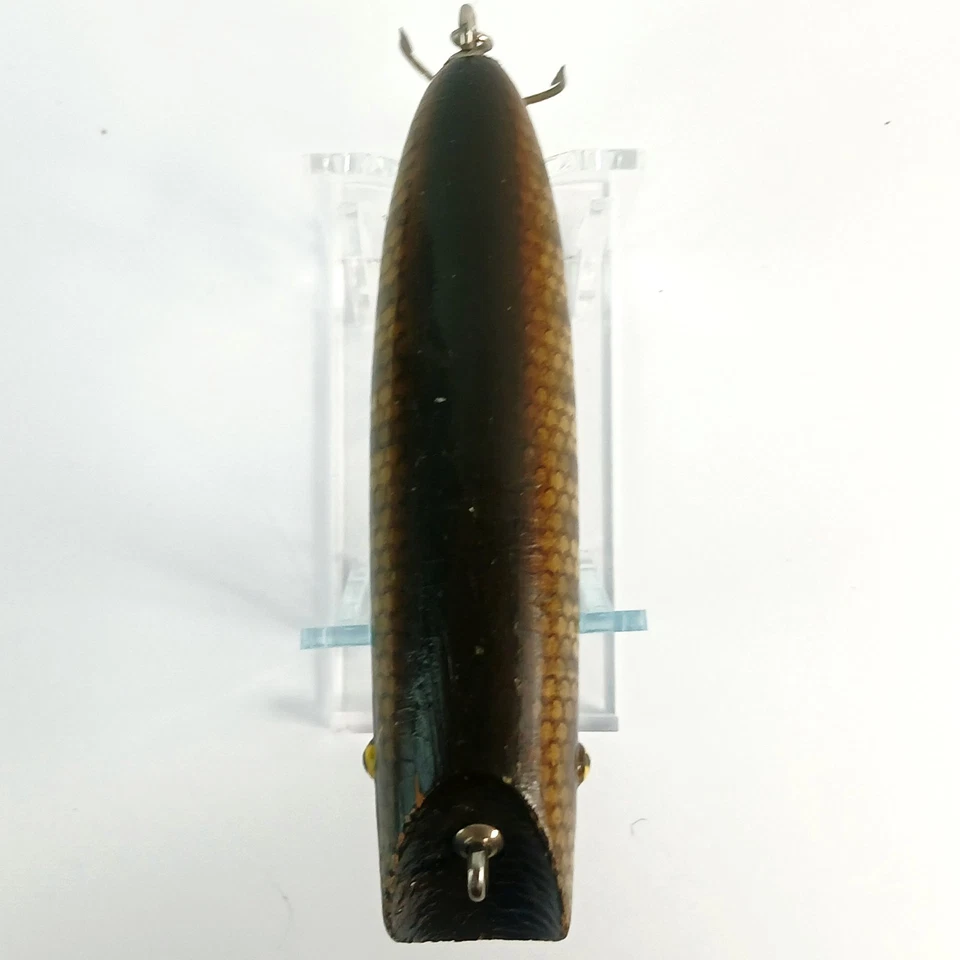 Señuelo de pesca de agua superior South Bend BASS ORENO escala madera tachuela ojos EXCELENTE Foto 3 de 4