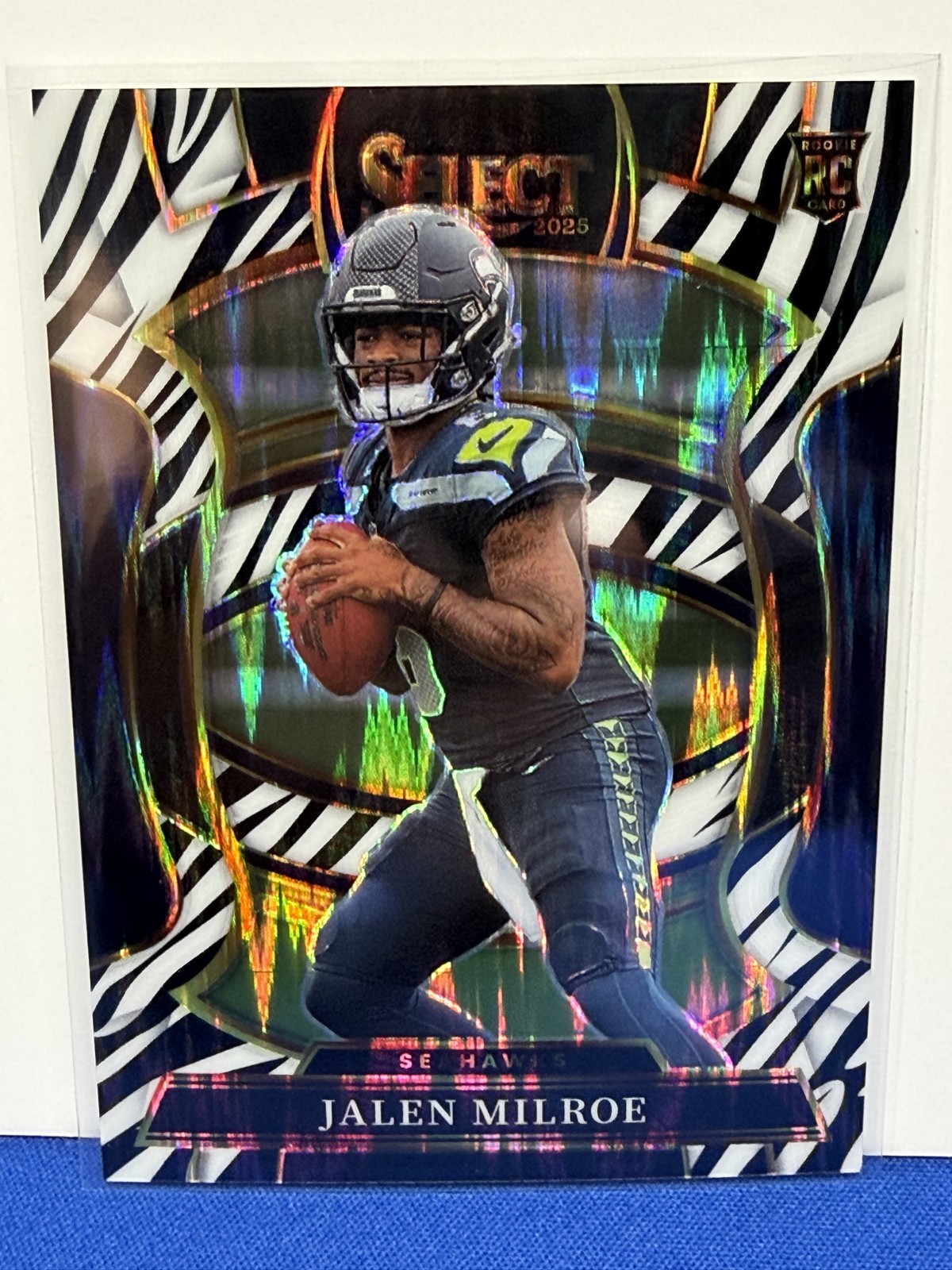 2025 Panini Select - Concourse Jalen Milroe #14 Zebra Prizm (RC) Case Hit