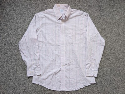 Vintage Brooks Brothers Hemd Herren 16,5 4/5 rosa 346 kariert Baumwolle Kleid 90er OCBD
