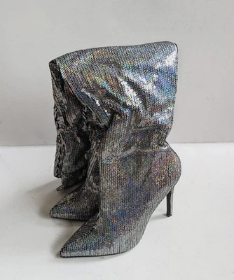 Sexy glänzende Holografische Pailletten oberschenkelhohe Stiefel, Gr. 40 - Bild 1 von 4