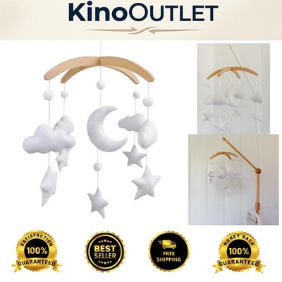Sustainable Moon and Cloud Baby Mobile - Adjustable Felt Crib Decor for Babies