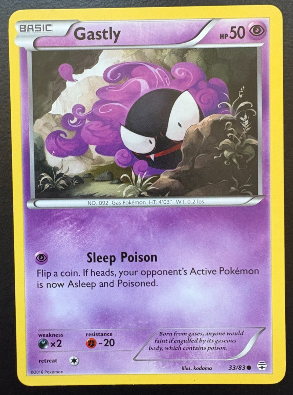 Pokemon Card Gastly Generations Common 33/83 LP