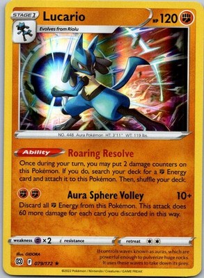 Pokemon Lucario Holo Rare SWSH09: Brilliant Stars 079/172 NM