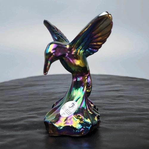 Fenton Carnival Glass Hummingbird Figurine 4" Amethyst Purple Iridescent Vtg