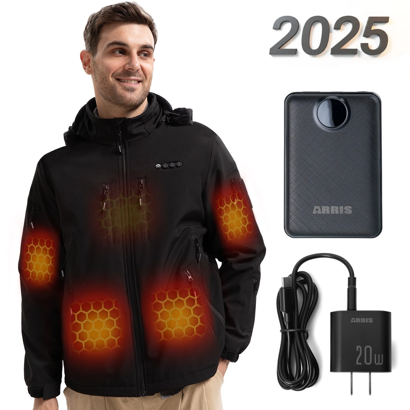 ARRIS Men`s 12V Heated Jacket With Battery, Electric Windproof Heating Coat
Opens in a new window or