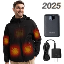 ARRIS Men`s 12V Heated Jacket With Battery, Electric Windproof Heating Coat