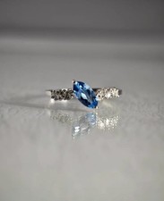 Aquamarine Ring 925 Sterling Silver Marquise Cut Aquamarine Ring