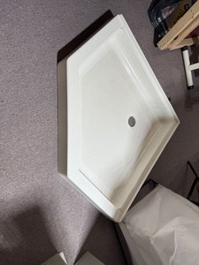 Acrylic Samsung corner shower pan 37.5" X 37.5" with center drain hole