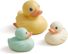 Ducky Family 3-Piece Floating Bath Toy Set with Watertight Design; Soft, Squee