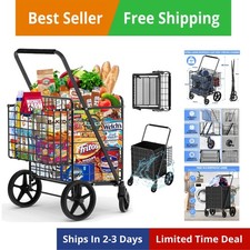 450lbs Capacity Shopping Cart,Upgrade Huge Grocery Cart on Wheels,Heavy Duty ...