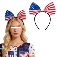 Flag Bow Headband 4th of July Headbands Red White Blue Patriotic Hair Hoops I...