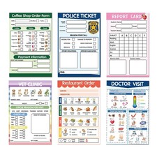 Pretend Play Notepads 6 Pieces Role-playing Notebook Pretend Play Pads